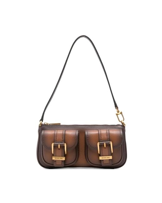 Michael Kors Brown Braune Leder-Schultertasche Marrone