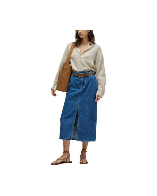 Salsa Jeans Midi Denim Rok in het Blue
