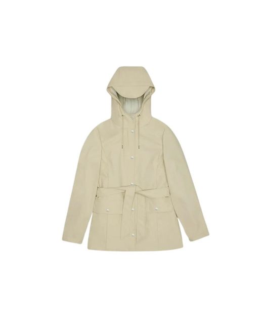 Rains Jassen ,Polyester Waterproof Curve Jacket in het Natural