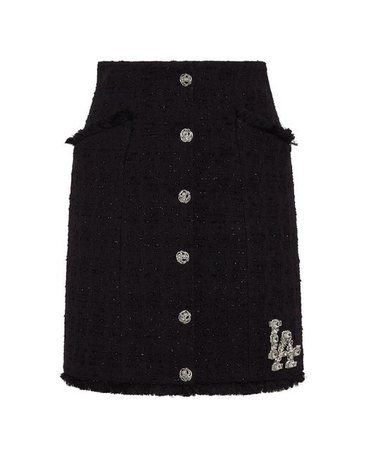 Philipp Plein Rokken ,Zwart ,Tweed Tweed Minirok Crystal Skull in het Black