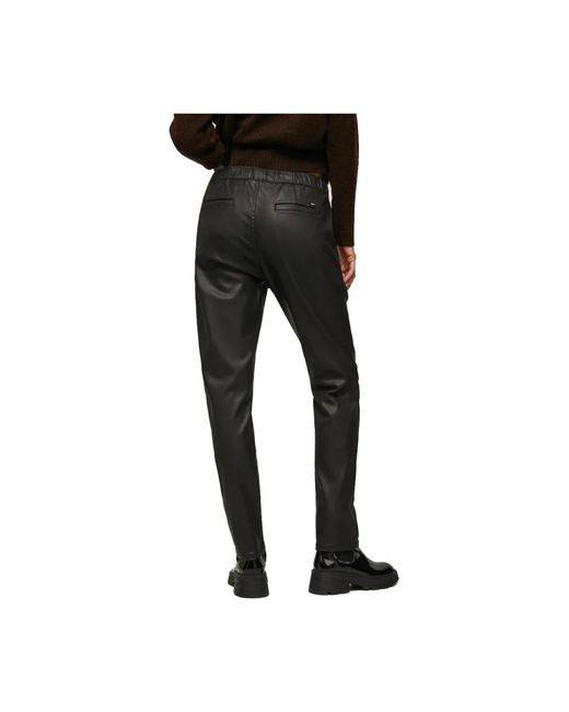 Pepe Jeans Black Leather Trousers for men