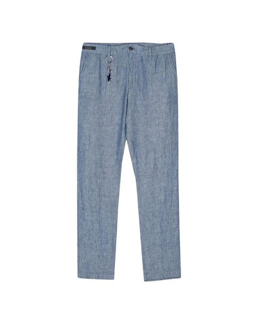 Paul & Shark Blaue leinen-casual-hose mit coulisse in Blue für Herren