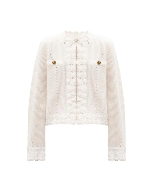 Twinset Truien & Vesten ,Wit ,Wol Gehaakte Wollen Blend Vest in het White