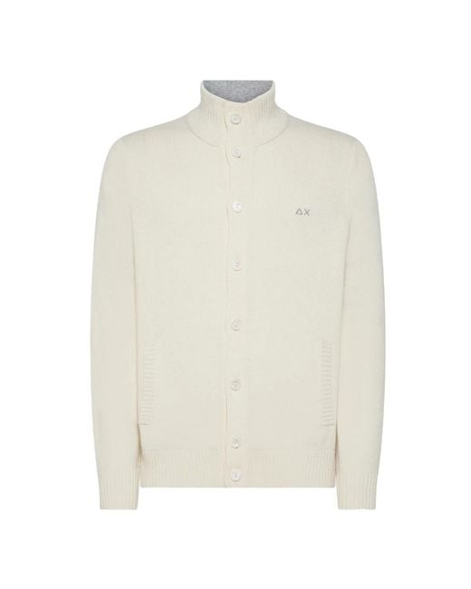 Sun 68 Button Solid Cardigan in het White voor heren