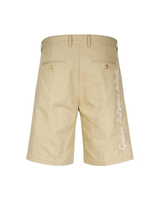 Gucci Pleated cotton bermuda shorts in Natural für Herren