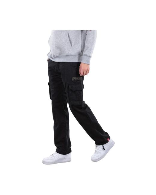 Alpha Industries Black Straight Trousers for men