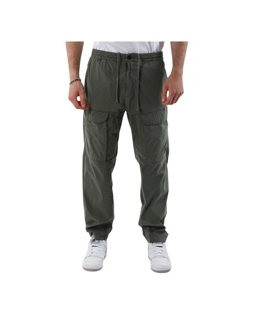C P Company Gray Straight Trousers for men