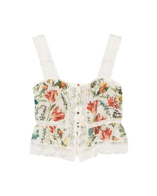 Alice + Olivia White Sleeveless Tops