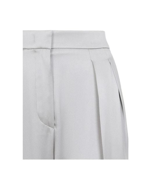 Giorgio Armani Gray Silk Satin Trousers With Double Pleats