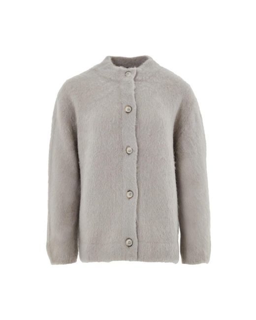 Gran Sasso Truien & Vesten ,Grijs ,Wol Vest Met Koreaanse Kraag in het Gray