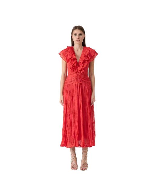 Vestido largo con volantes y drapeado Sabina Musayev de color Red