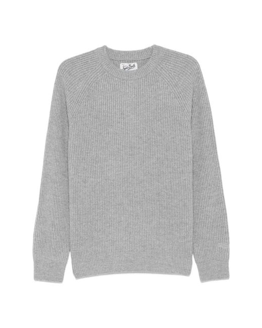 Mc2 Saint Barth Gray Round-Neck Knitwear for men