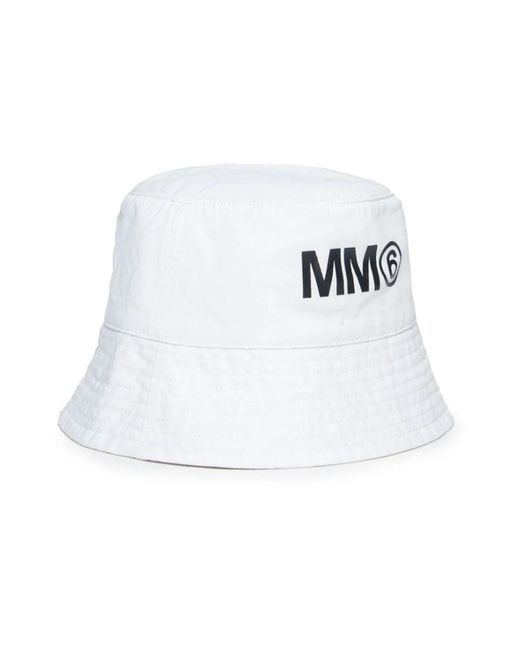 MM6 by Maison Martin Margiela Weißer bucket hat mit logo-druck in White für Herren
