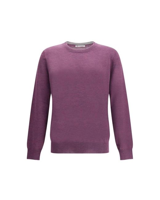 Brunello Cucinelli Kaschmir Seiden Pullover Mélange Muster in Purple für Herren