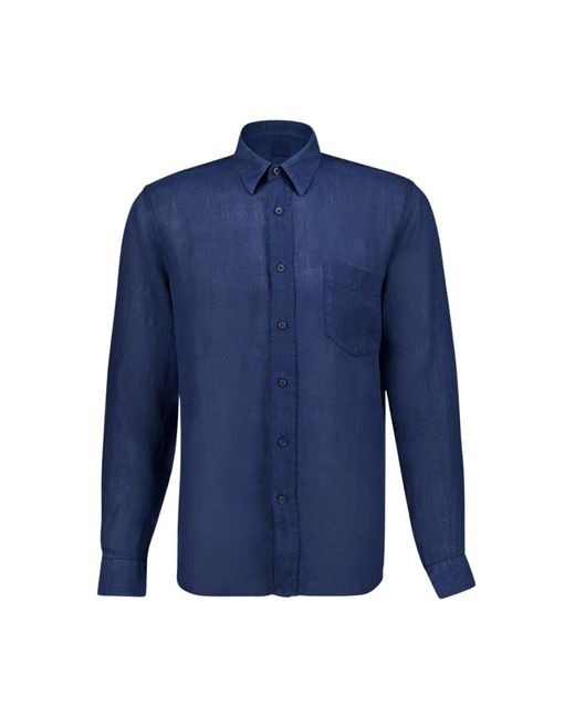 120% Lino Blue Casual Shirts for men