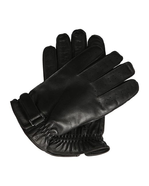 Kazar Accessoires ,Zwart ,Leer Zwarte Herenhandschoenen Met Perforaties Op De Vingers in het Black voor heren