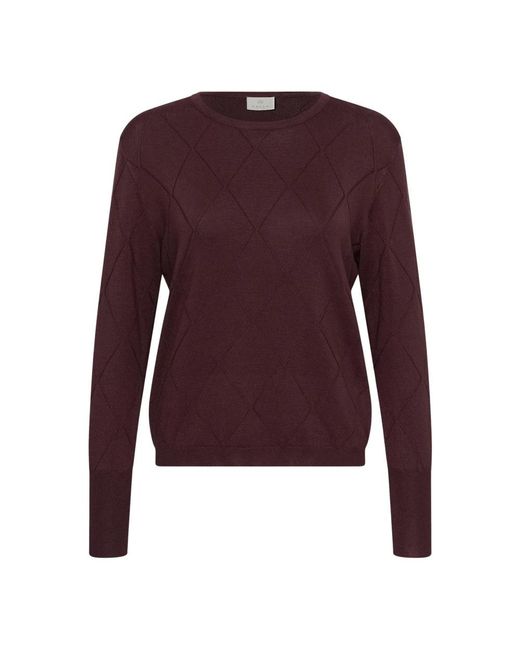 Kaffe Purple Rundhals-Strickpullover