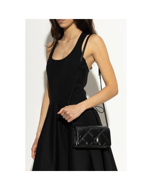 Tory Burch Accessoires ,Zwart ,Leer Kira Diamond Chain Wallet in het Black