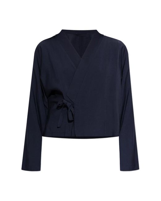 KENZO Overhemden ,Blauw ,Wol Logo Kimono in het Blue