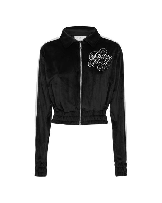 Philipp Plein Chenille Tracksuit Jacket Signature in het Black