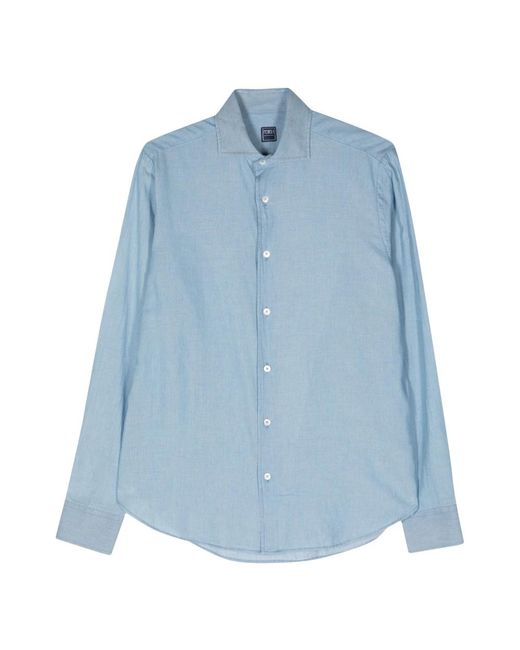 Camicia in cotone made in italy di Fedeli in Blue da Uomo