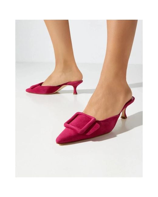 Manolo Blahnik Pink Heeled Mules
