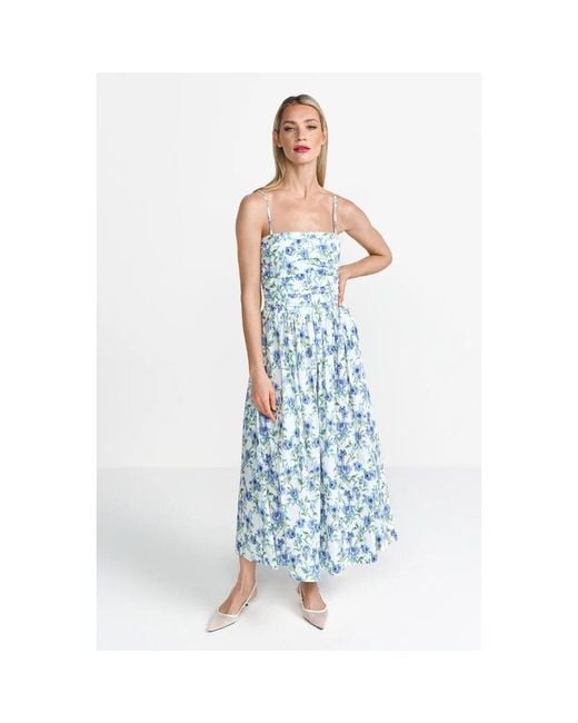 Rich & Royal Blue Blumiges Midi Kleid