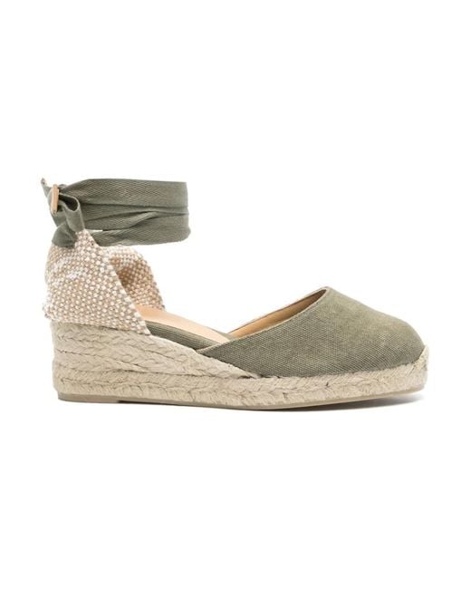 Castaner Metallic Grüne flache schuhe mit knöchelriemen