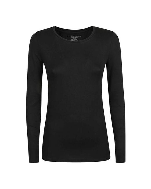 Majestic Filatures Black Long Sleeve Tops