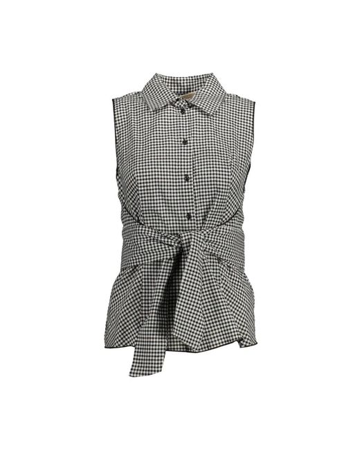 Kocca Zwarte Mouwloze Katoenen Overhemd Met Italiaanse Kraag in het Gray