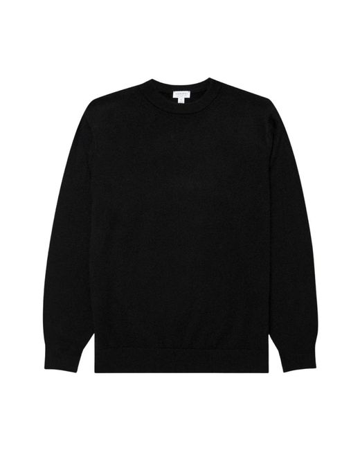 Sunspel Cashmere Crew in het Black voor heren