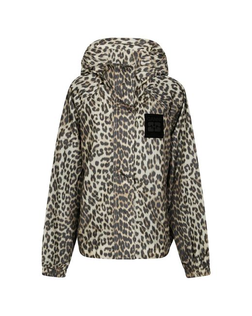 Ganni Gray Multicolor Nylon Rain Coat