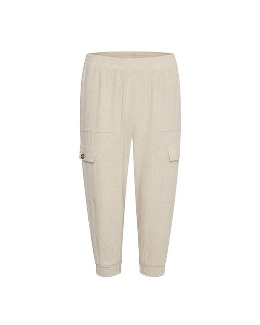 Kaffe Broeken ,Linnen Licht Zand Linnen Capri Broek in het Natural
