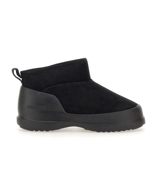 Moon Boot Schwarze wildleder winterstiefel mit fell in Black für Herren