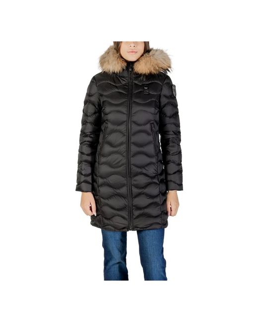 Blauer Jassen ,Zwart ,Nepbont Gewatteerde Winterjas Voor Met Nepbont Capuchon in het Black