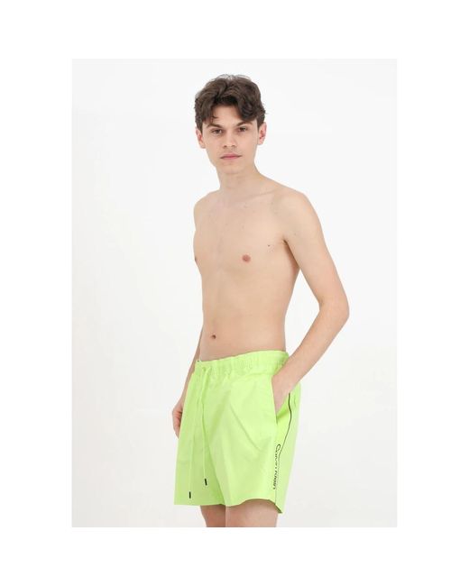 Calvin Klein Fluoreszierende badehosen mit logo-bändern in Green für Herren