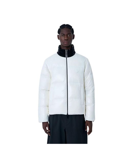 Moncler Jassen ,Wit ,Leer Throttle Short Down Jacket in het Blue voor heren