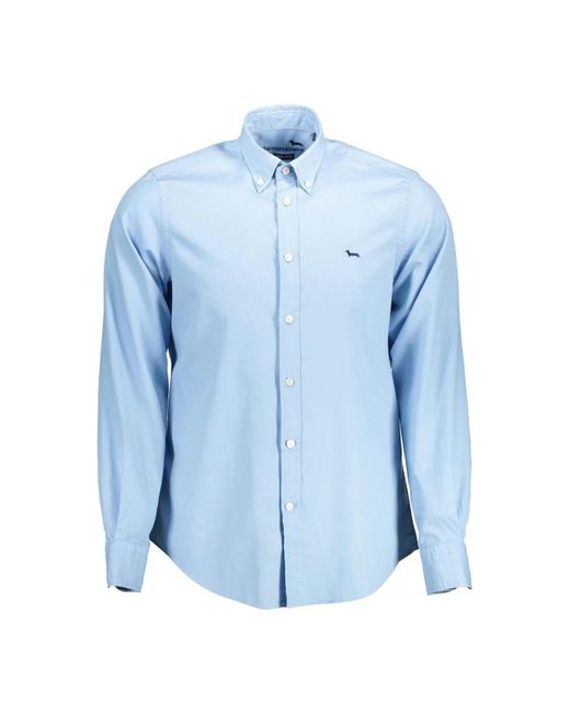 Camicia in cotone con dettagli a contrasto di Harmont & Blaine in Blue da Uomo