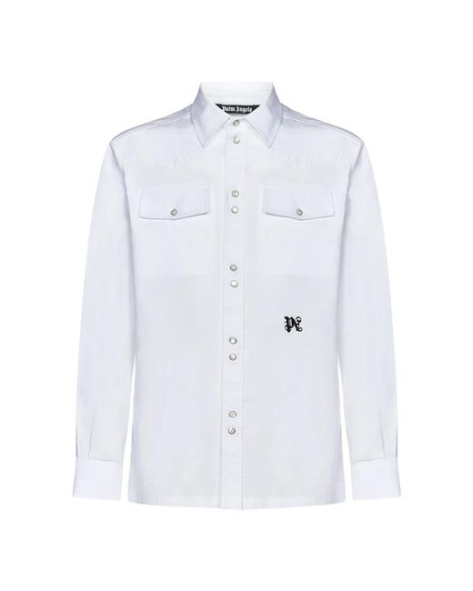 Palm Angels Blue Casual Shirts for men