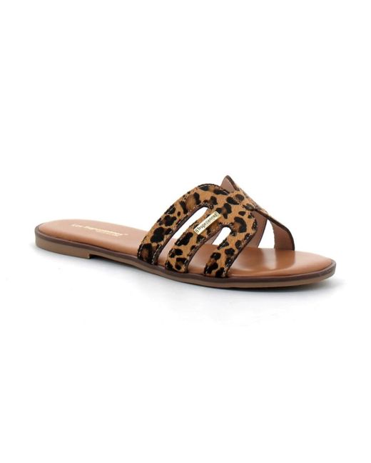 Les Tropeziennes Dierenprint Leren Muilezelschoenen in het Brown
