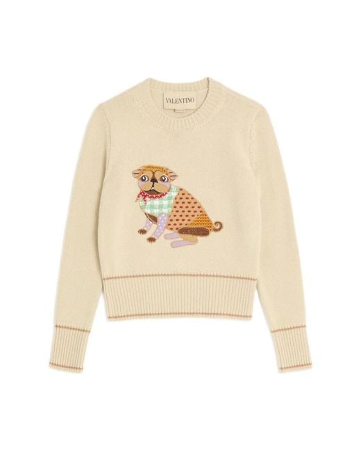 Valentino Garavani White Round-Neck Knitwear