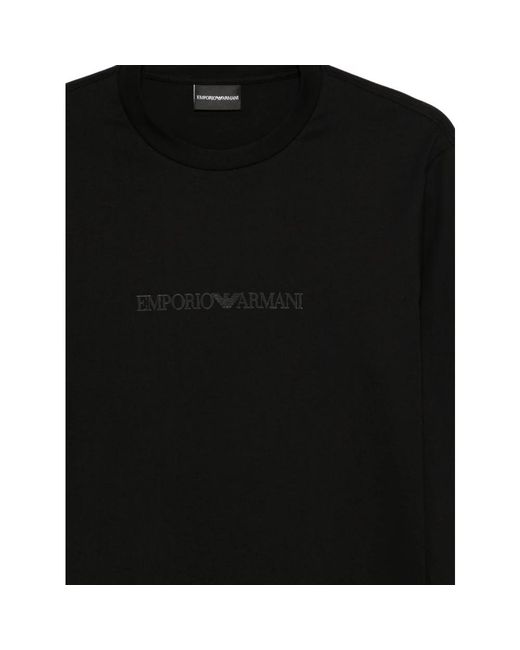 Emporio Armani Black Long Sleeve T-Shirts for men