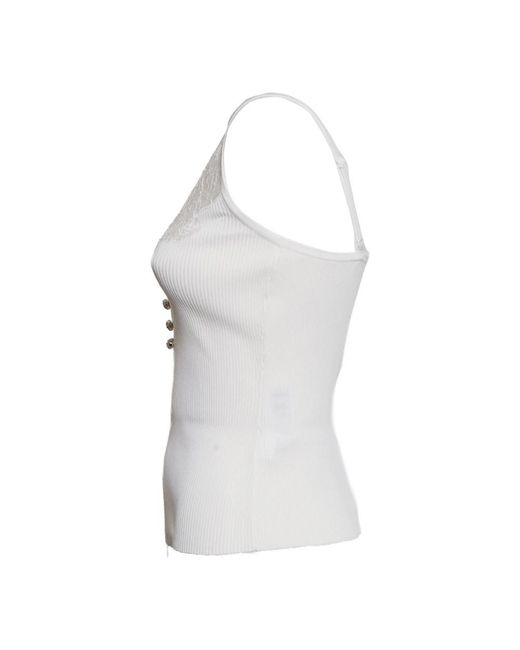 Self-Portrait Witte Kant Ribgebreide Top in het White