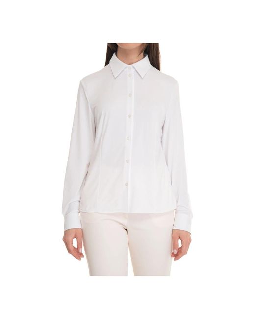 Blusa de manga larga de jersey elástico Boss de color White