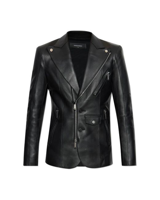 DSquared² Leren Jas in het Black voor heren