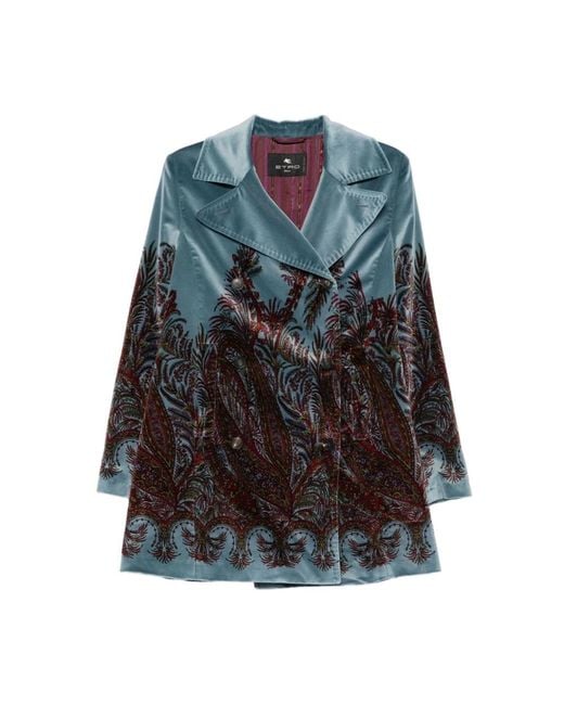 Etro Gray Double-Breasted Coats