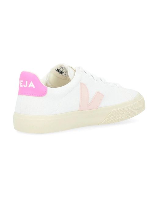 Veja White Canvas sneaker in weiß und rosa