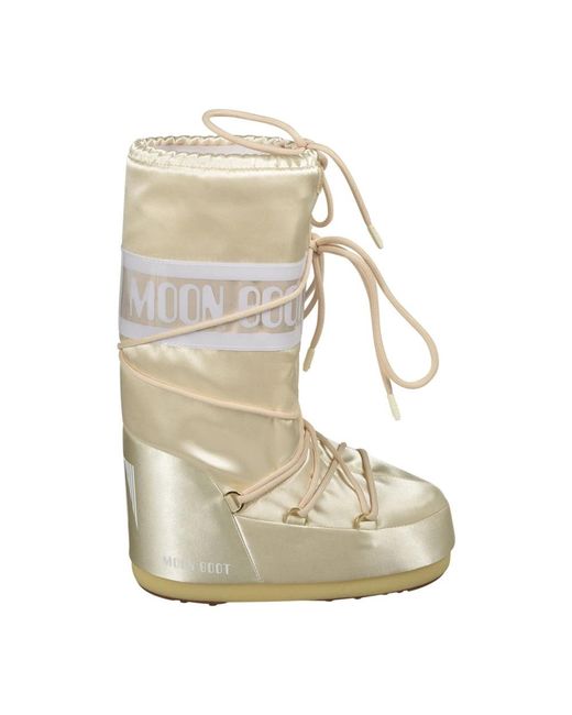 Moon Boot Schoenen ,Geel ,Leer Icon Pearly Boot in het Natural