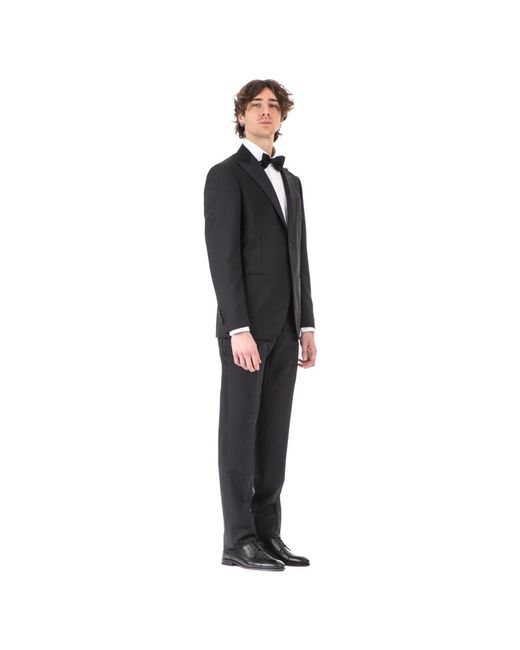 Caruso Black Single Breasted Suits for men