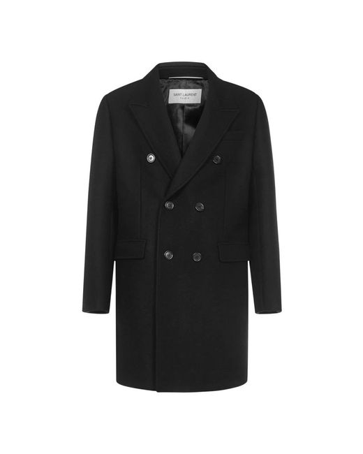 Saint Laurent Black Double-Breasted Coats for men